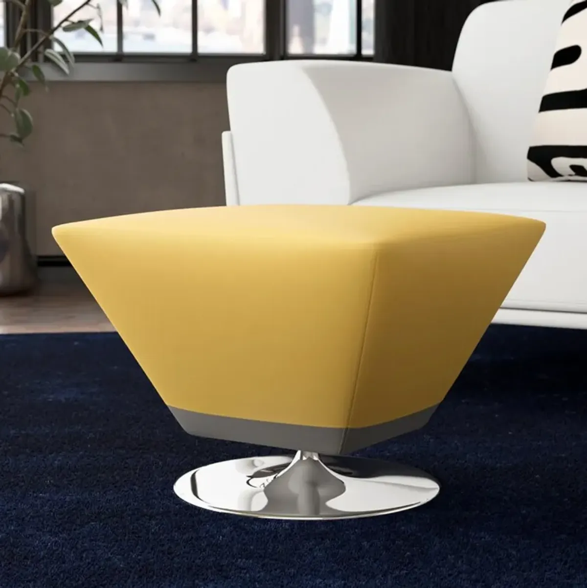 Diamond Yellow Swivel Ottoman