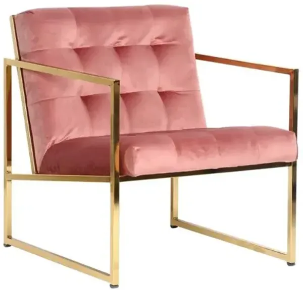 LeisureMod Lexington Tufted Velvet Accent Armchair With Gold Frame