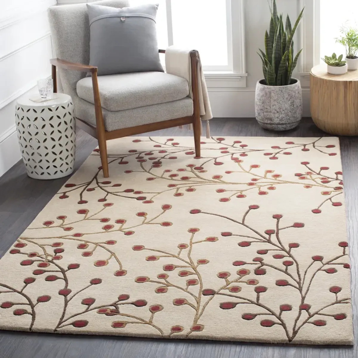 Athena ATH-5053 4' Round Red Rug