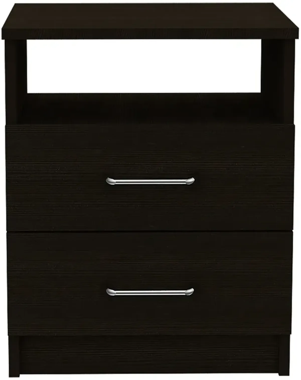 Homezia Brown Open Compartment Two Drawer Nightstand