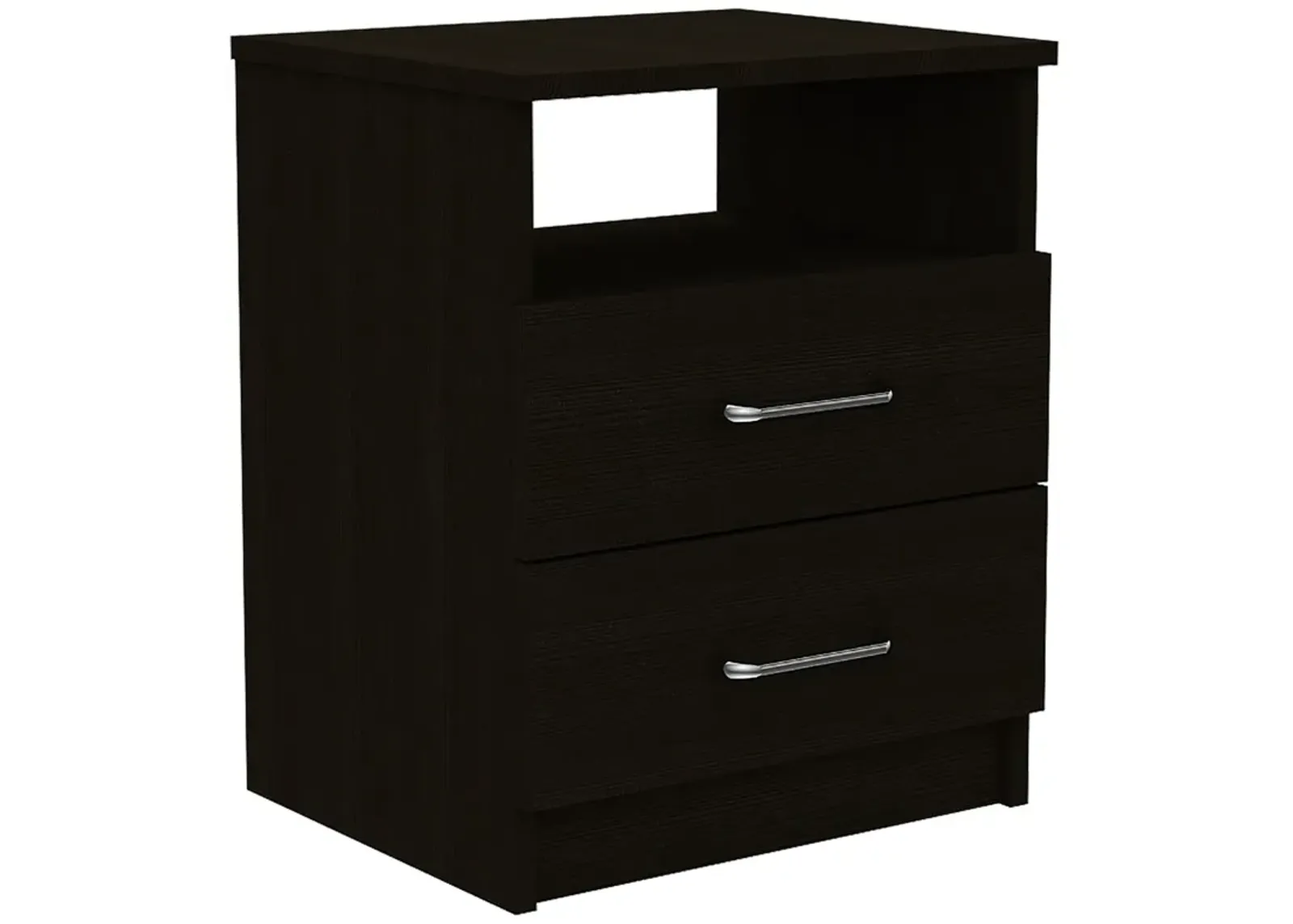 Homezia Brown Open Compartment Two Drawer Nightstand