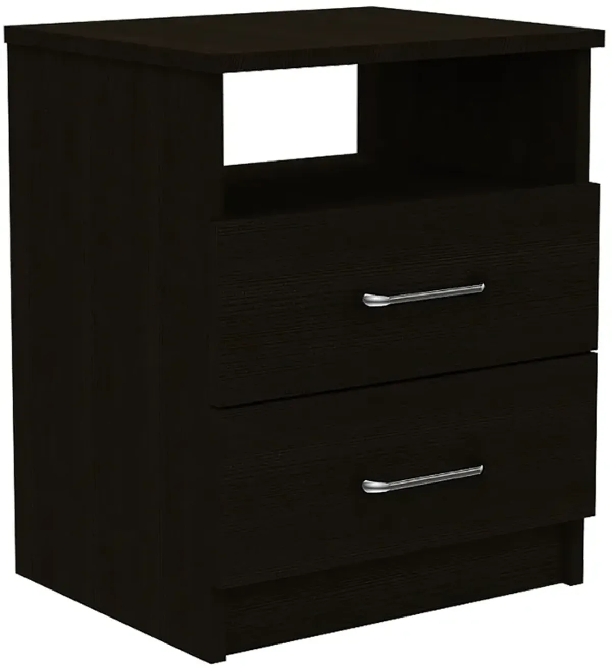 Homezia Brown Open Compartment Two Drawer Nightstand