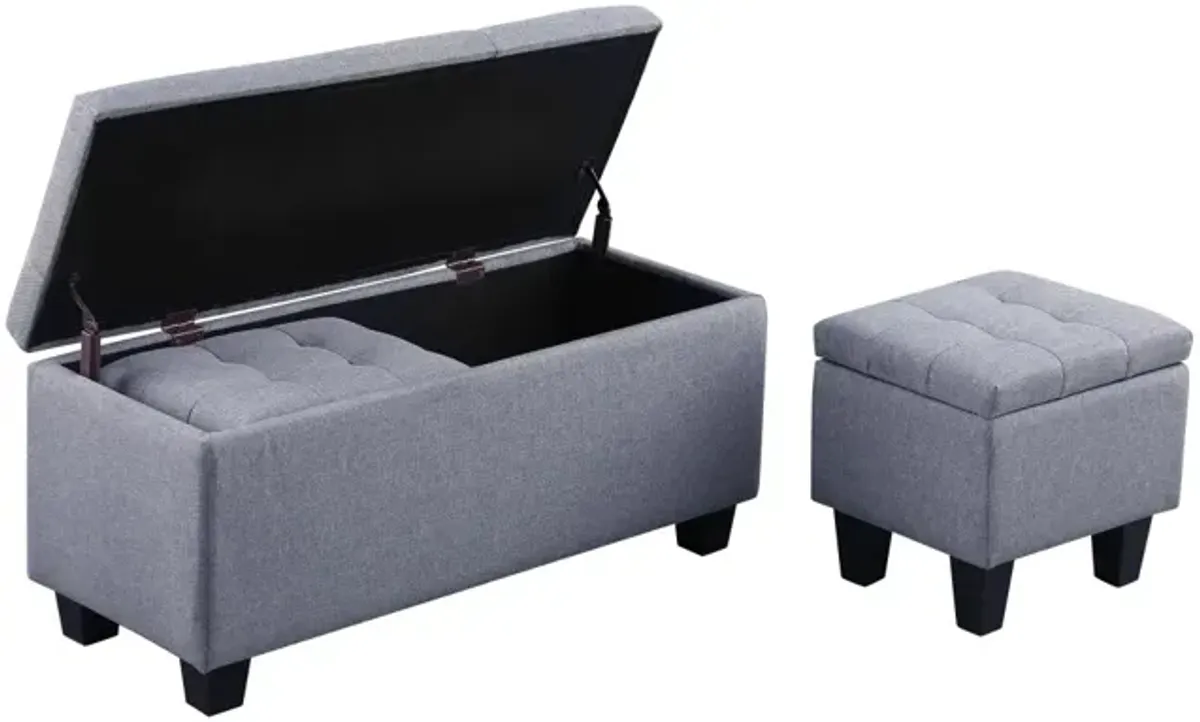 3-in-1 Tufted Linen Ottoman Bench - 250 Lbs Capacity