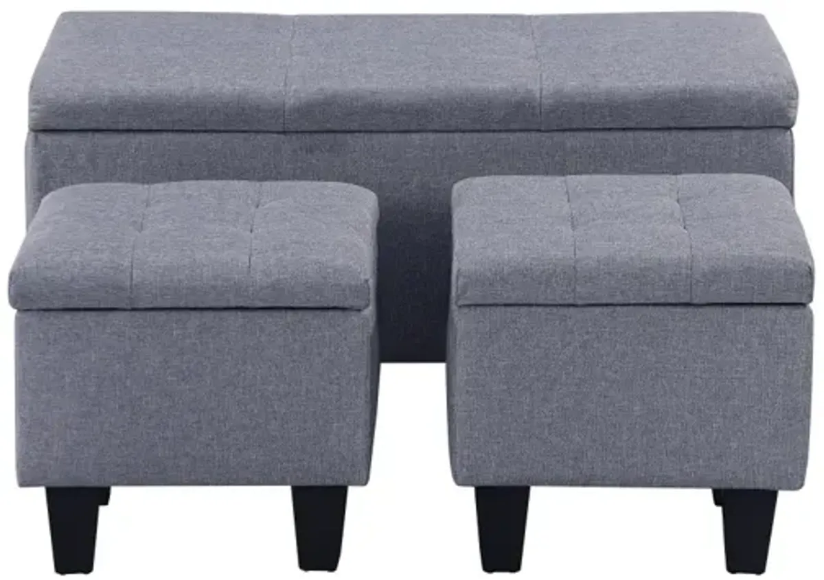 3-in-1 Tufted Linen Ottoman Bench - 250 Lbs Capacity