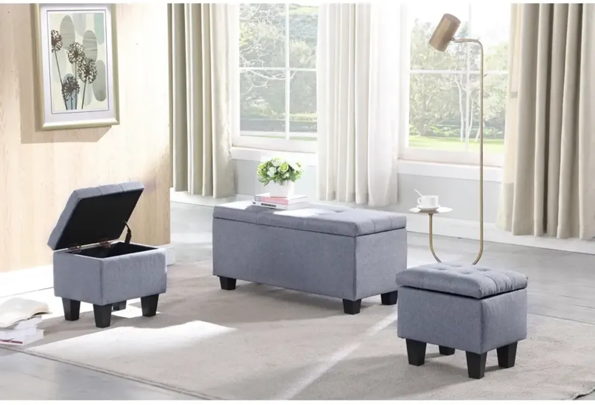 3-in-1 Tufted Linen Ottoman Bench - 250 Lbs Capacity