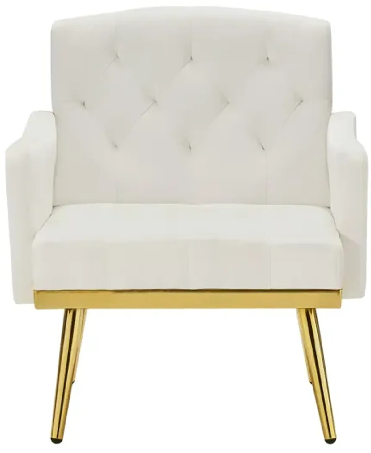 Cream Velvet Armchair With Metal Legs