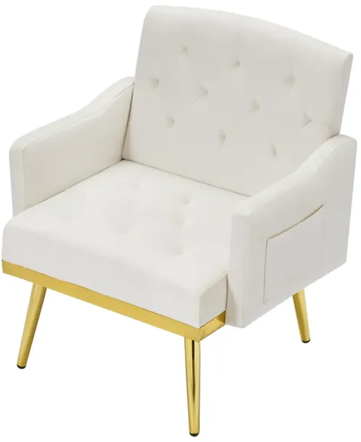 Cream Velvet Armchair With Metal Legs