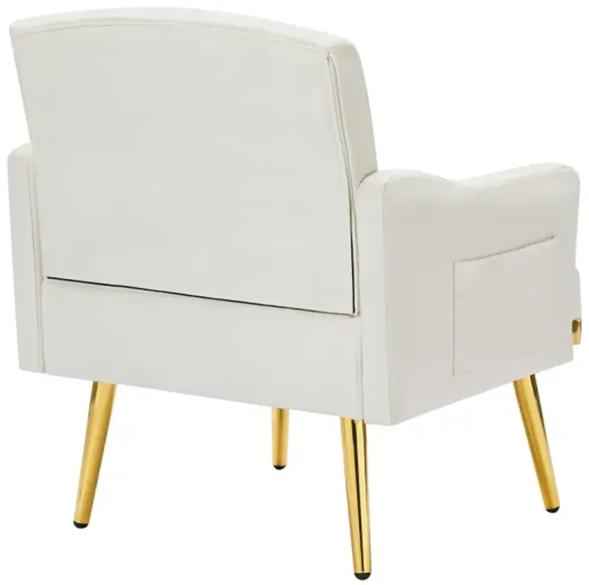 Cream Velvet Armchair With Metal Legs