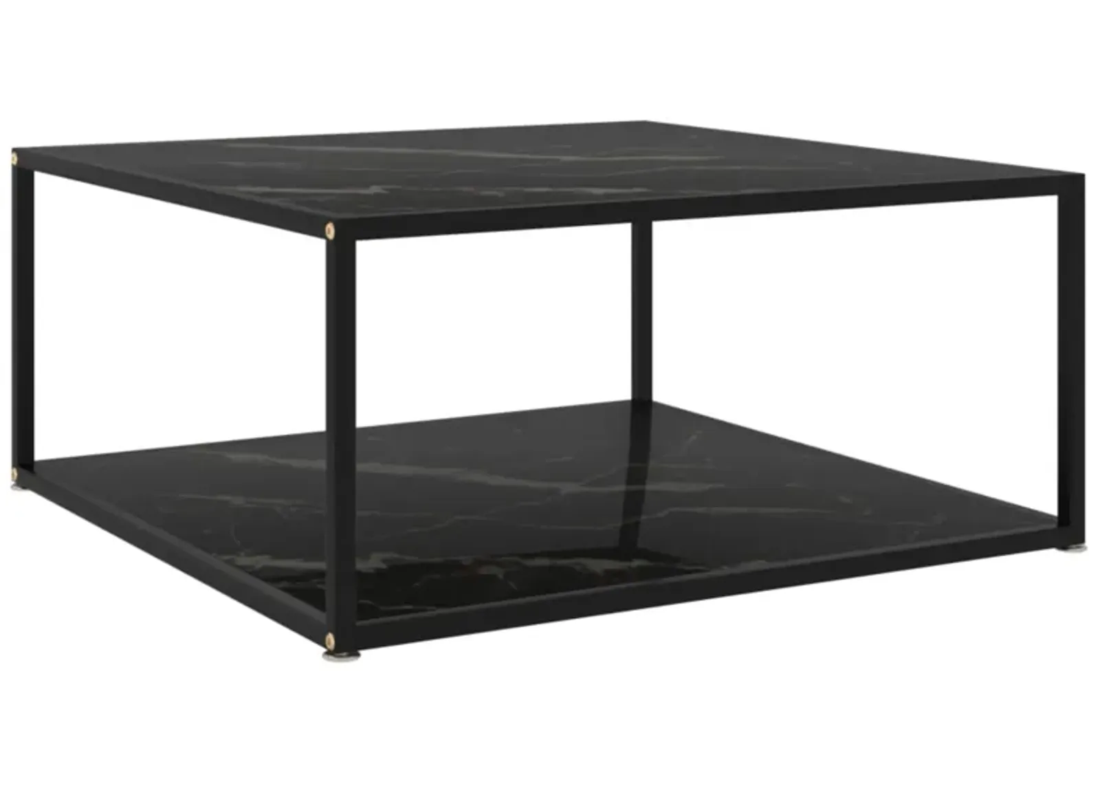 vidaXL Tea Table Black 31.5"x31.5"x13.8" Tempered Glass