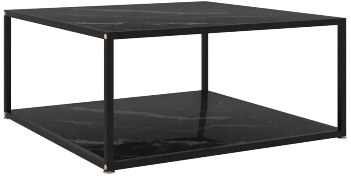 vidaXL Tea Table Black 31.5"x31.5"x13.8" Tempered Glass