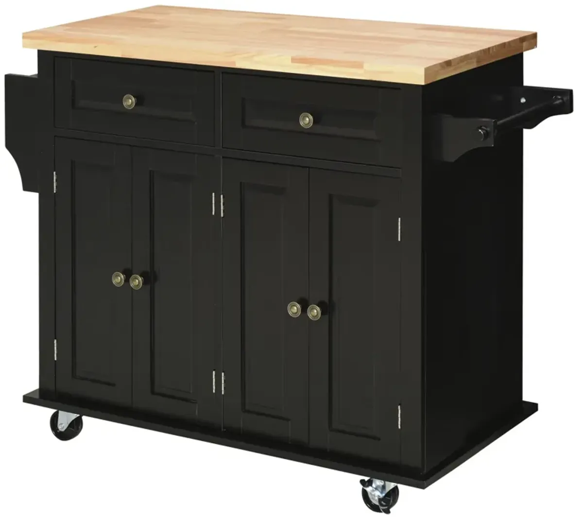 Rolling Kitchen Microwave Island with Flexible Storage Shelf Unit and Drawers