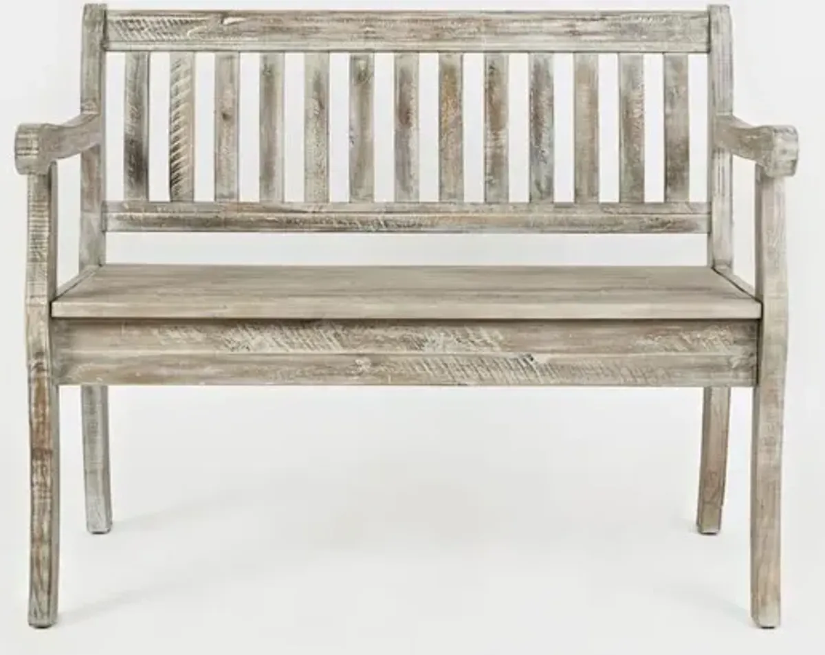 Jofran 42 Rustic Farmhouse Distressed Acacia Storage Bench