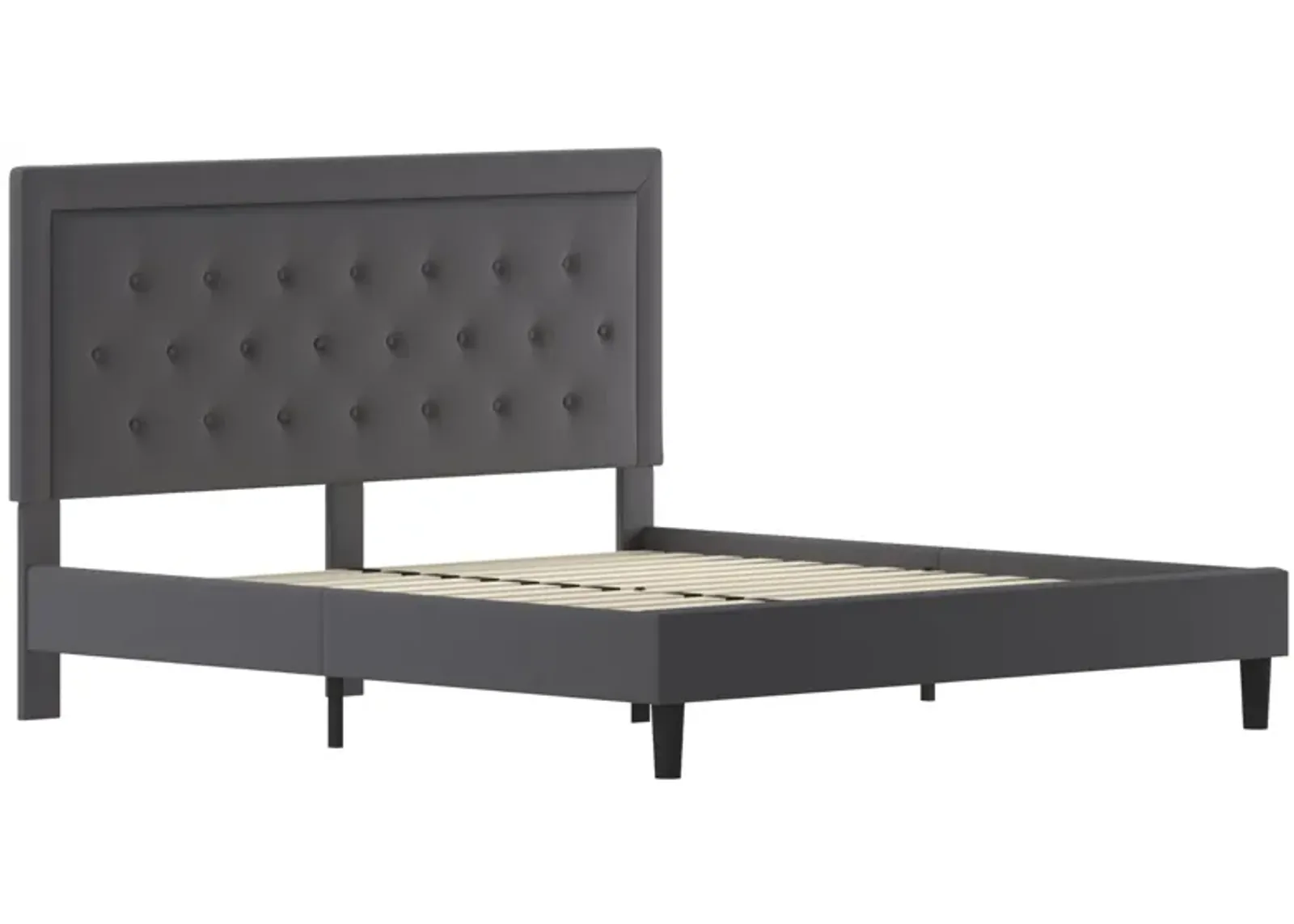 Flash Furniture Roxbury King Size Tufted Upholstered Platform Bed in Dark Gray Fabric