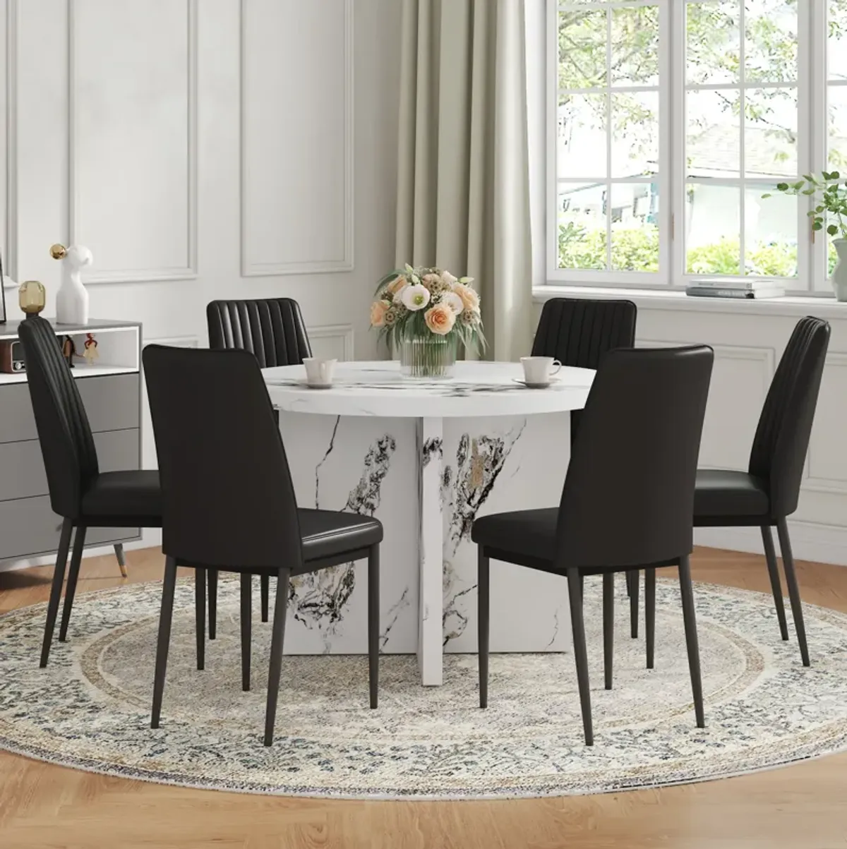 Merax Modern 7 Pieces Round Dining Table Set