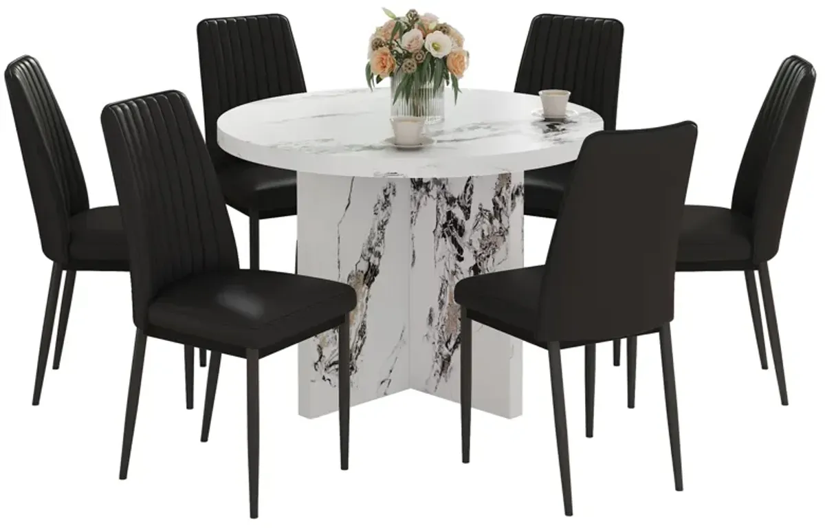 Merax Modern 7 Pieces Round Dining Table Set