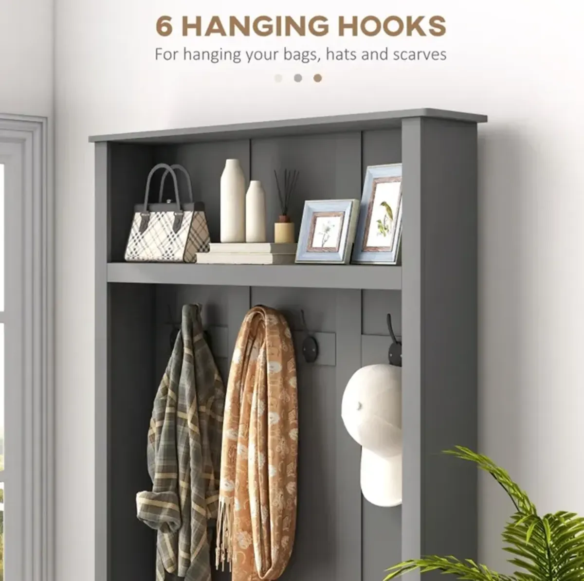 Hall Tree Entryway Bench with Coat Rack & Storage Cabinet For Multi-Functional Organizer