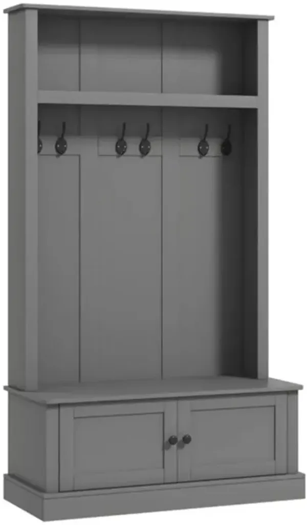 Hall Tree Entryway Bench with Coat Rack & Storage Cabinet For Multi-Functional Organizer