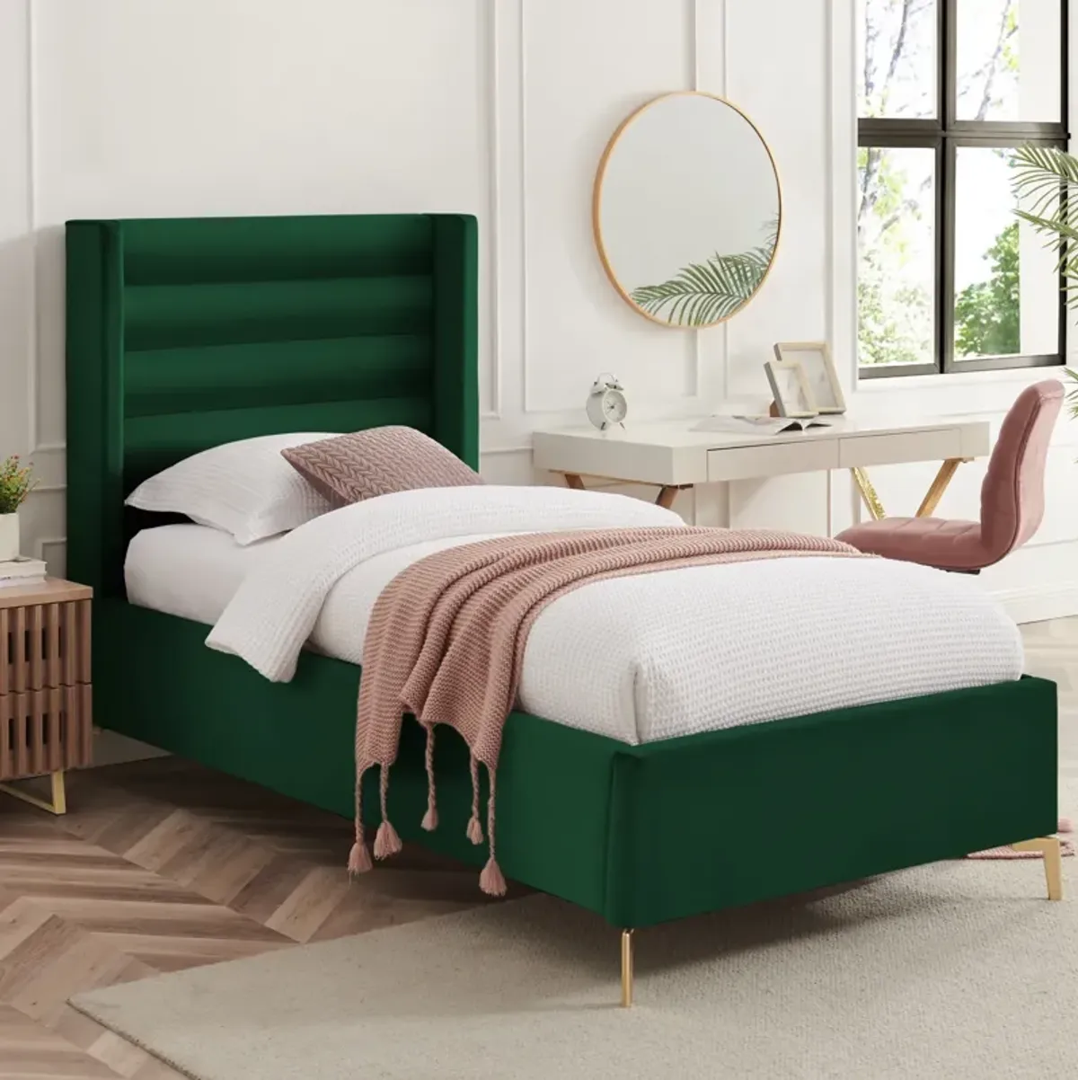 Inspired Home Ames Velvet Platform Bed