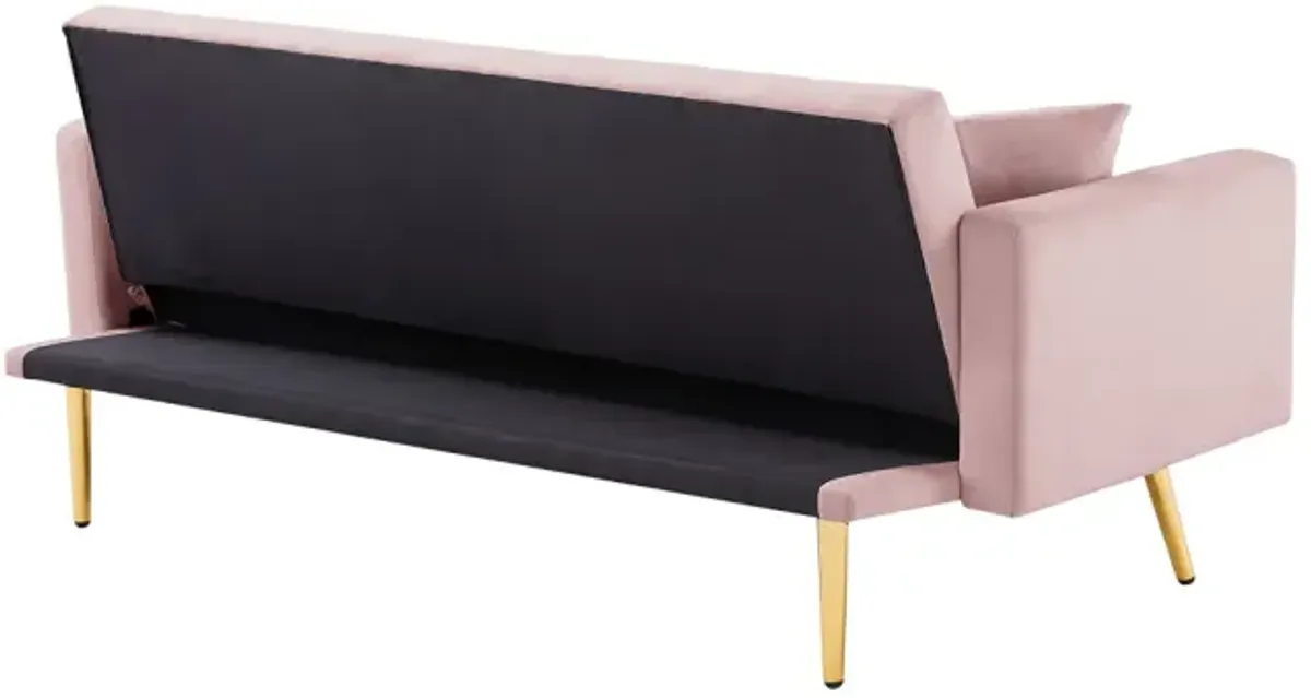 Pink Convertible Folding Futon Sofa Bed, Sleeper Sofa Couch For Compact Living Space