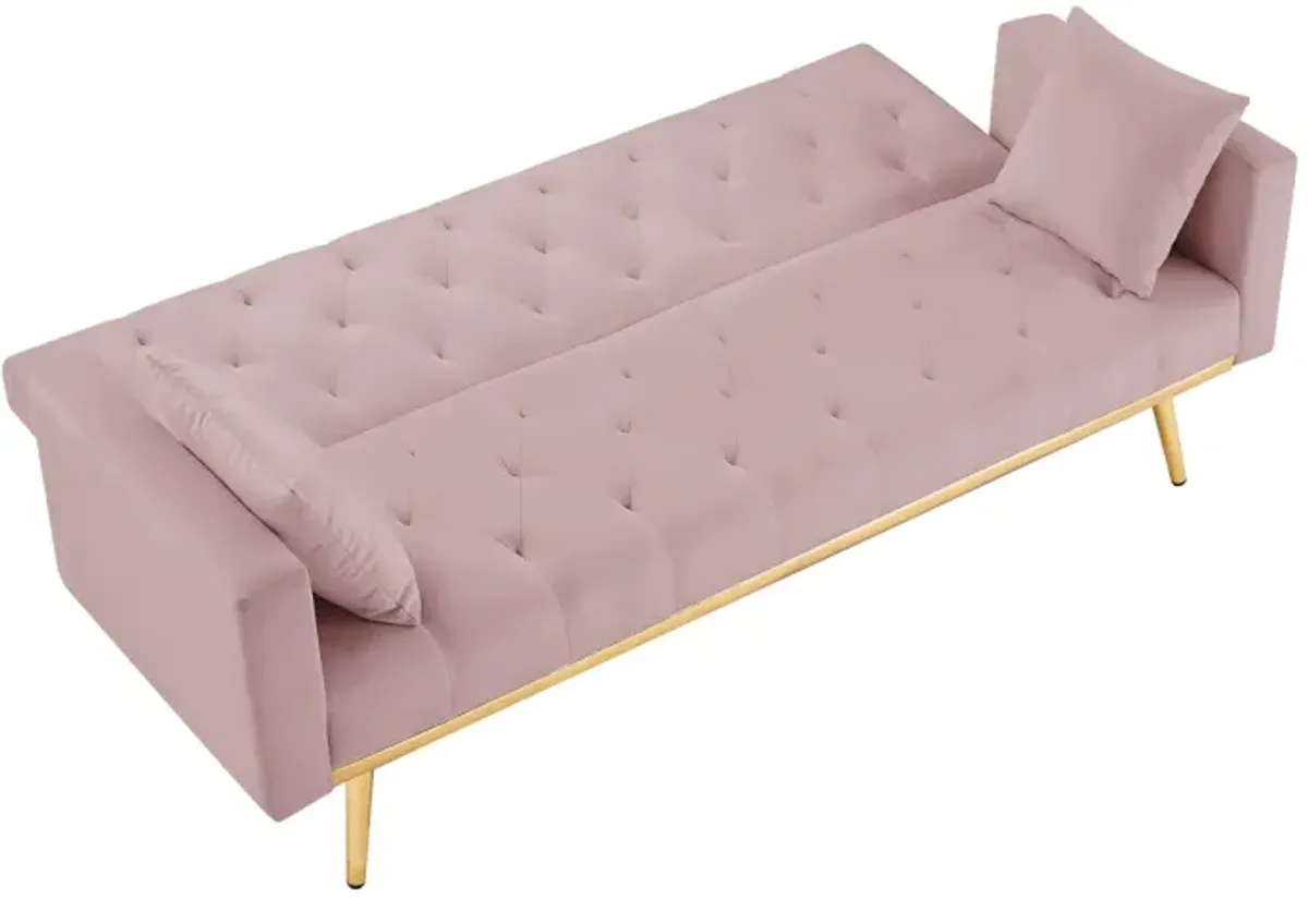 Pink Convertible Folding Futon Sofa Bed, Sleeper Sofa Couch For Compact Living Space