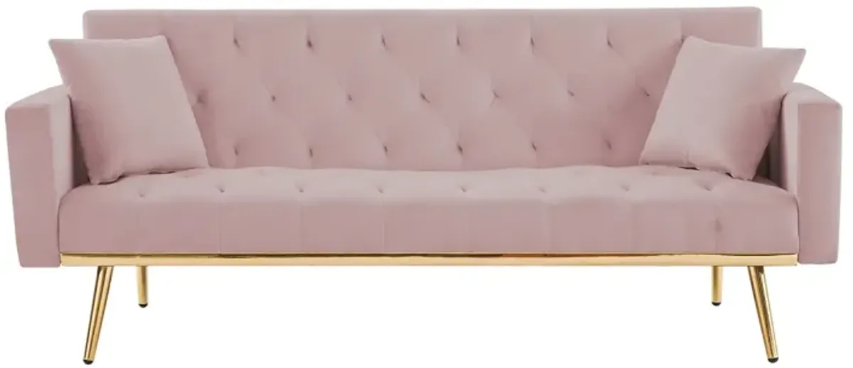 Pink Convertible Folding Futon Sofa Bed, Sleeper Sofa Couch For Compact Living Space