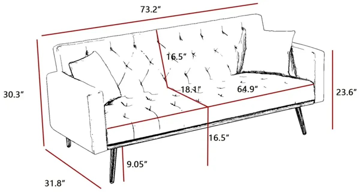 Pink Convertible Folding Futon Sofa Bed, Sleeper Sofa Couch For Compact Living Space