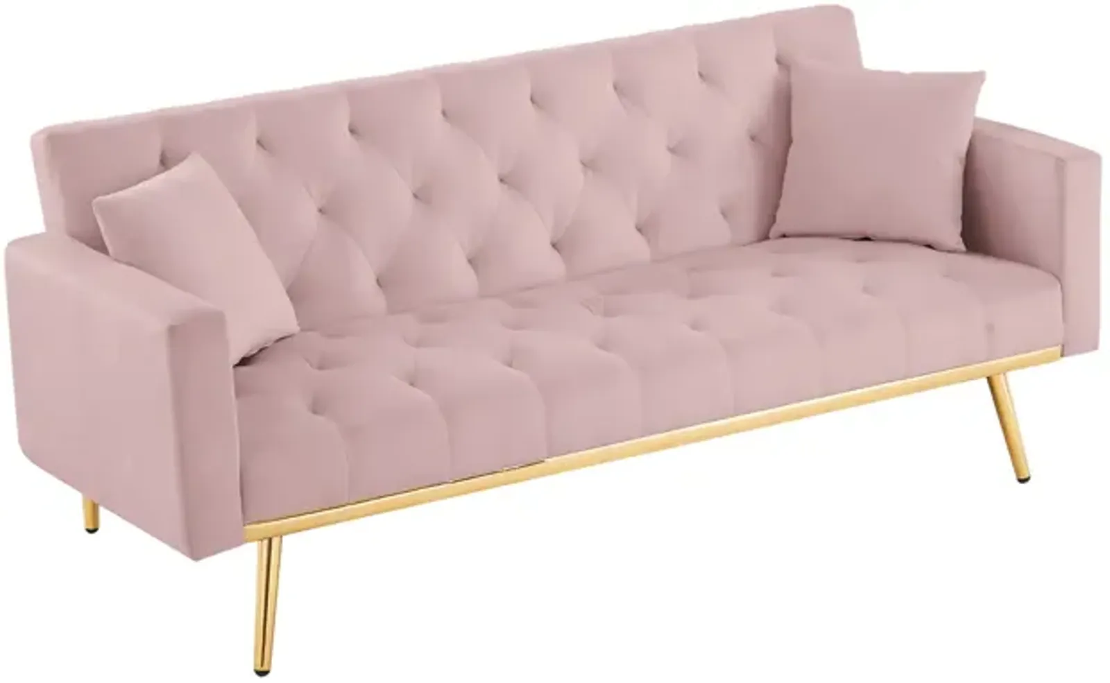 Pink Convertible Folding Futon Sofa Bed, Sleeper Sofa Couch For Compact Living Space