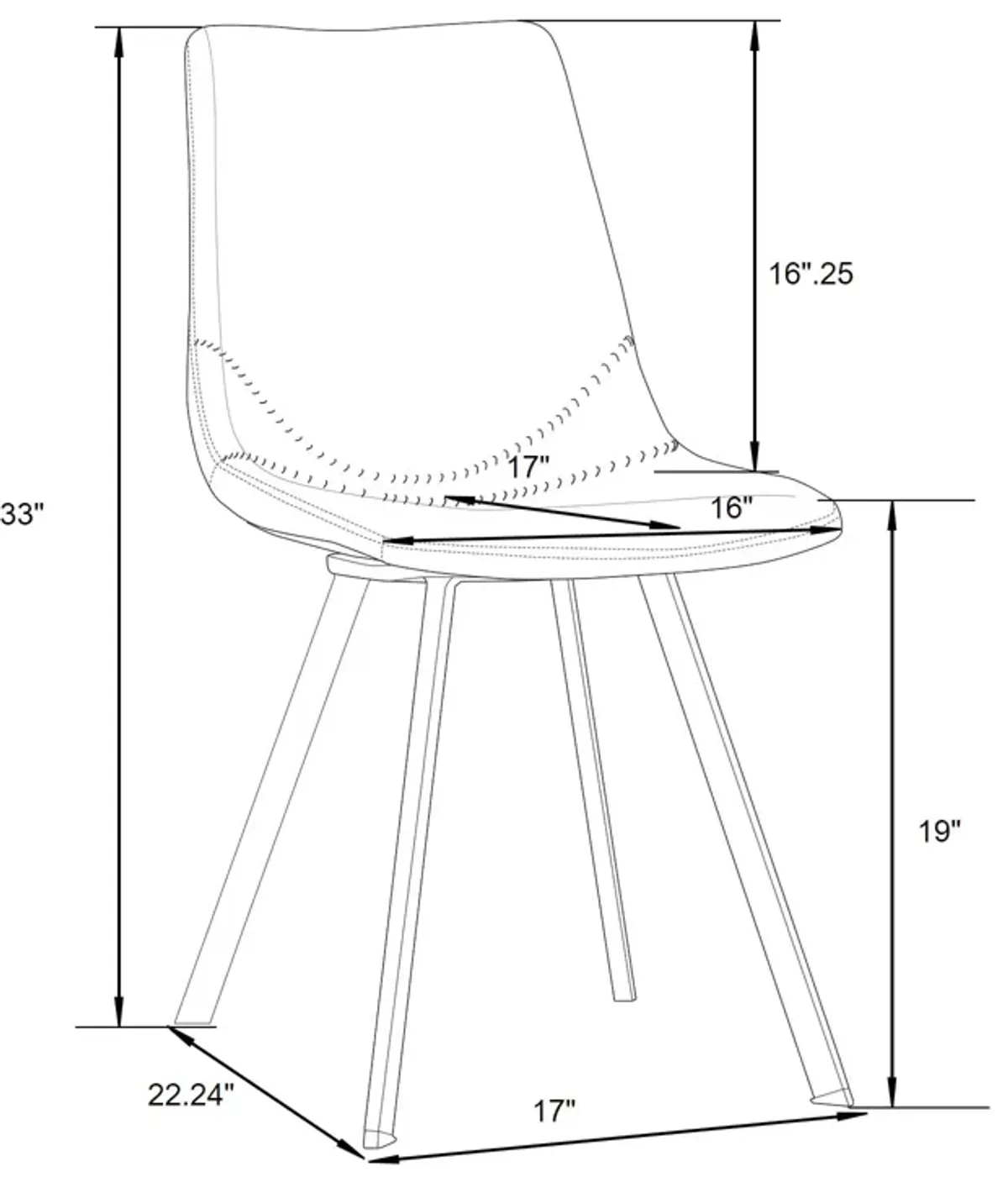 LeisureMod Markley Leather Dining Chair With Metal Legs in Light Brown Set of 4