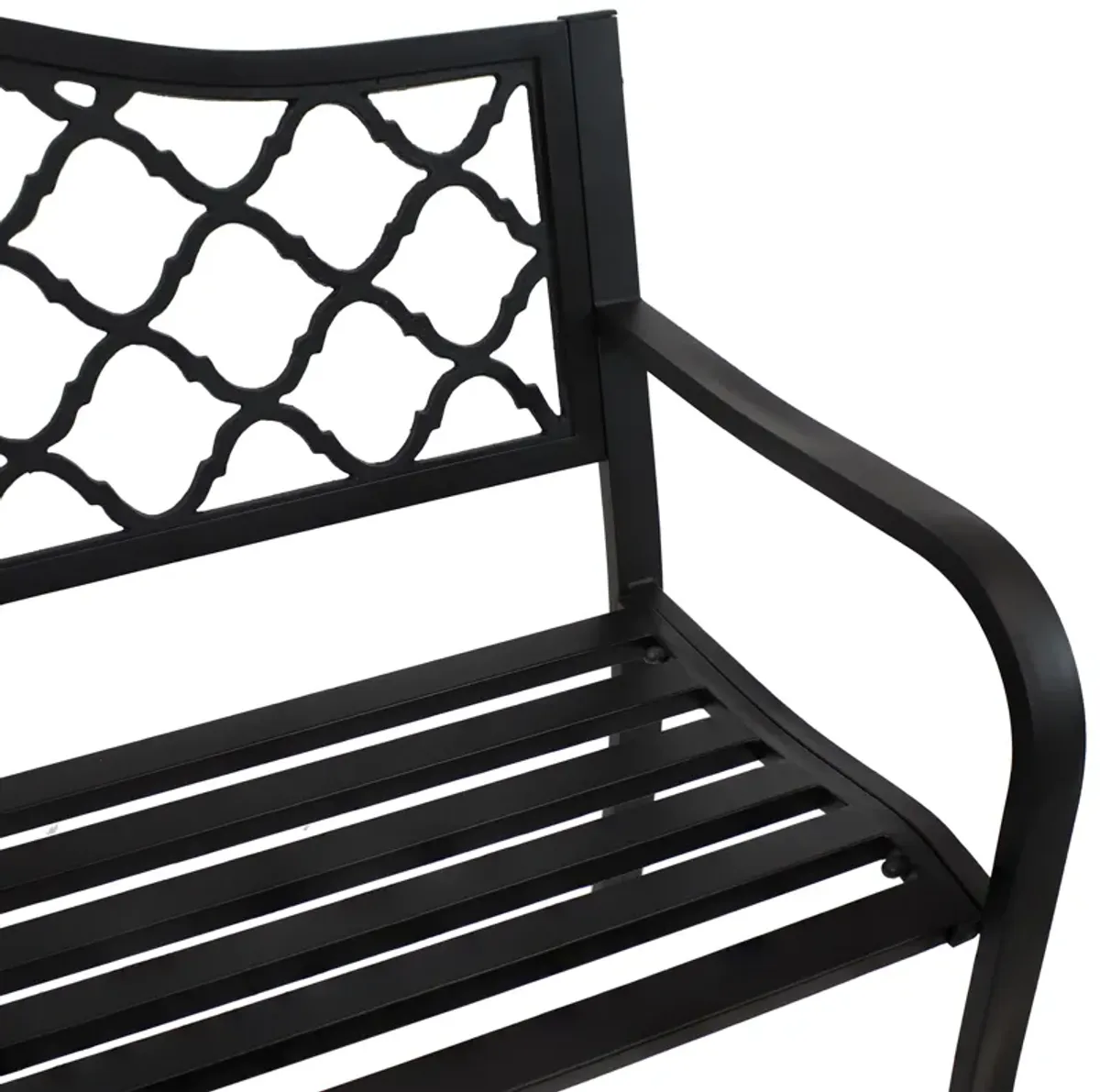 Sunnydaze 2-Person Lattice Cast Iron Outdoor Garden Bench - Black