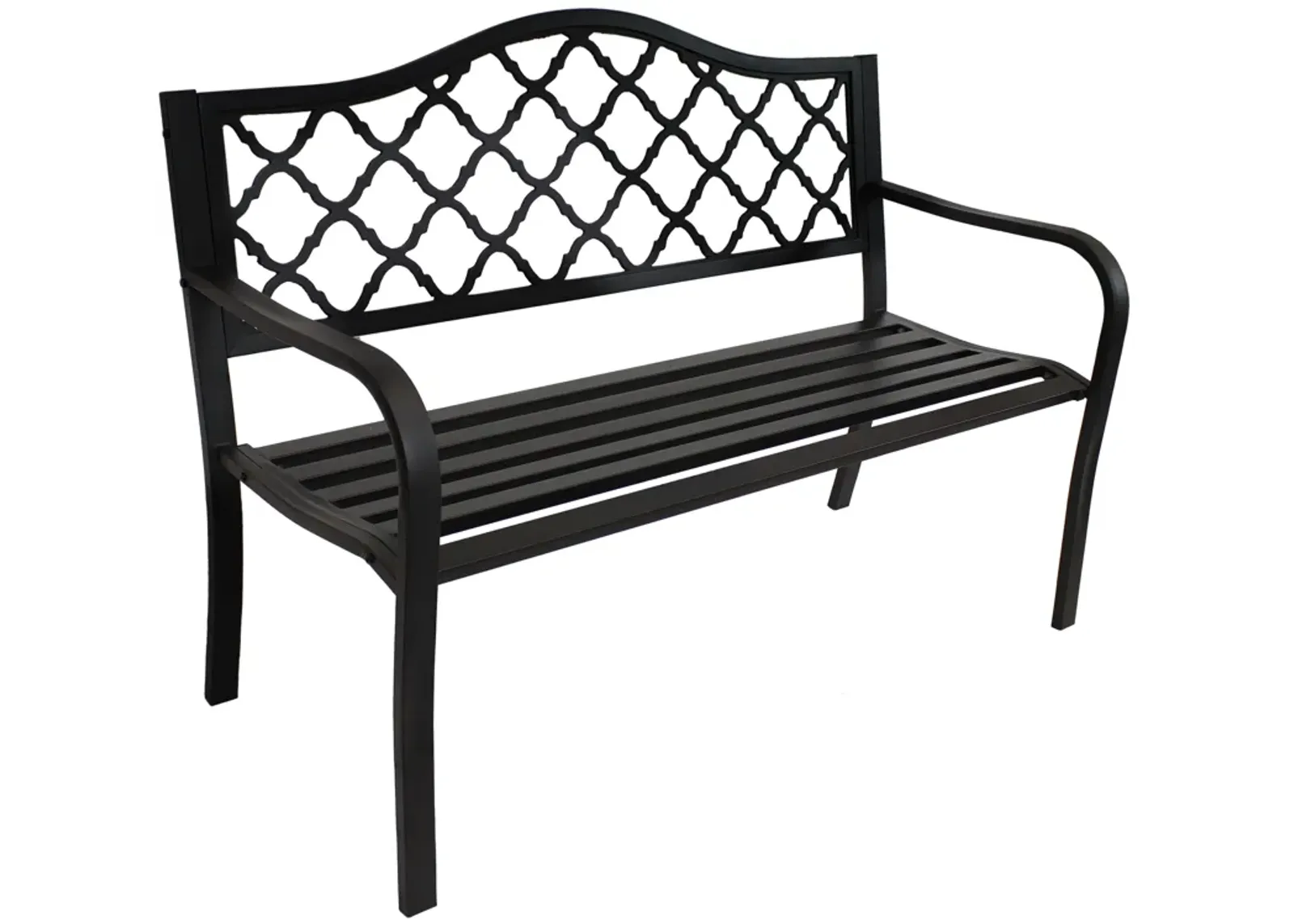 Sunnydaze 2-Person Lattice Cast Iron Outdoor Garden Bench - Black