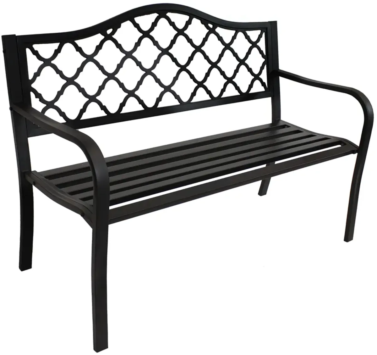 Sunnydaze 2-Person Lattice Cast Iron Outdoor Garden Bench - Black