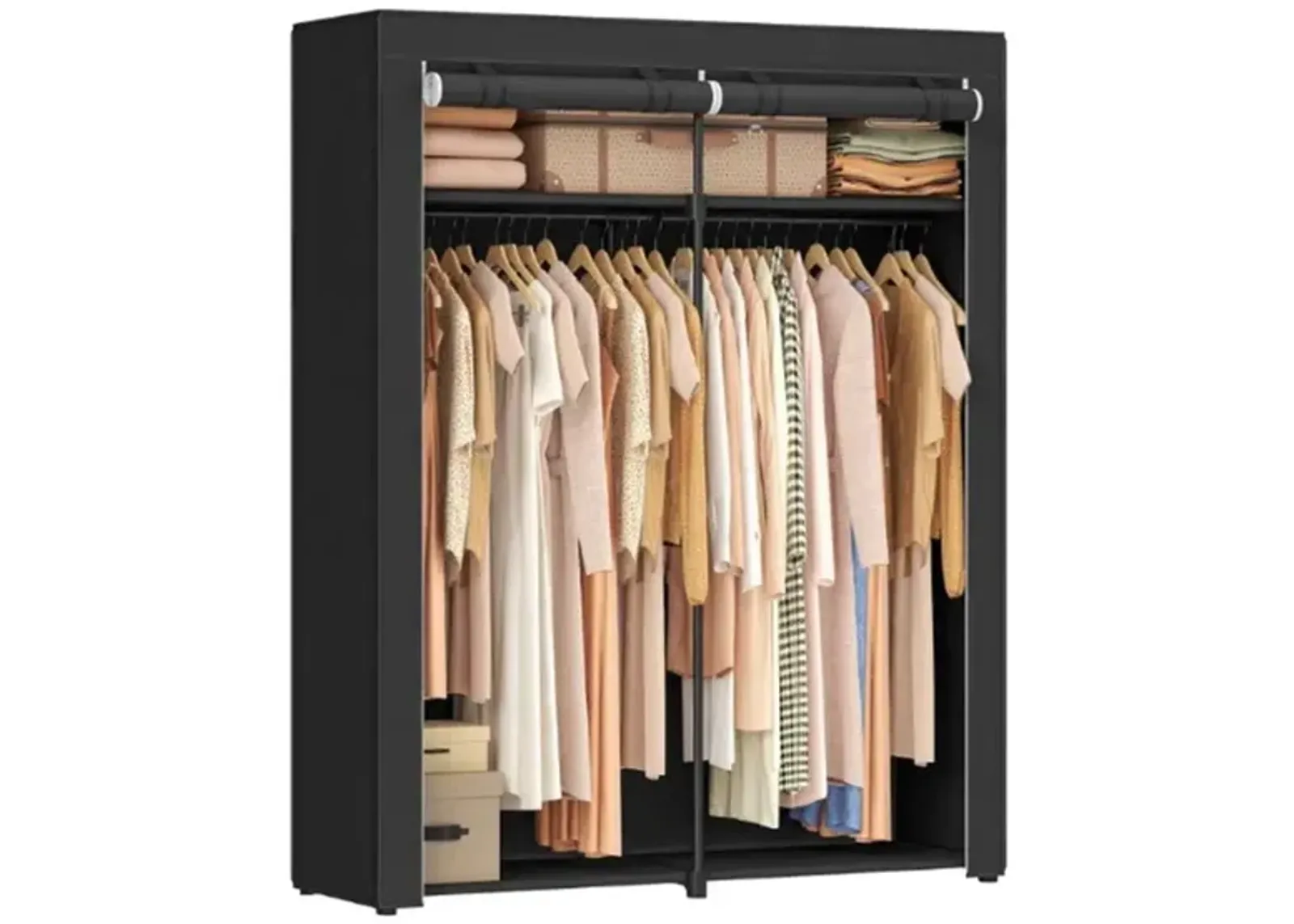 Portable Wardrobe with Hanging Rods for Closet Organization