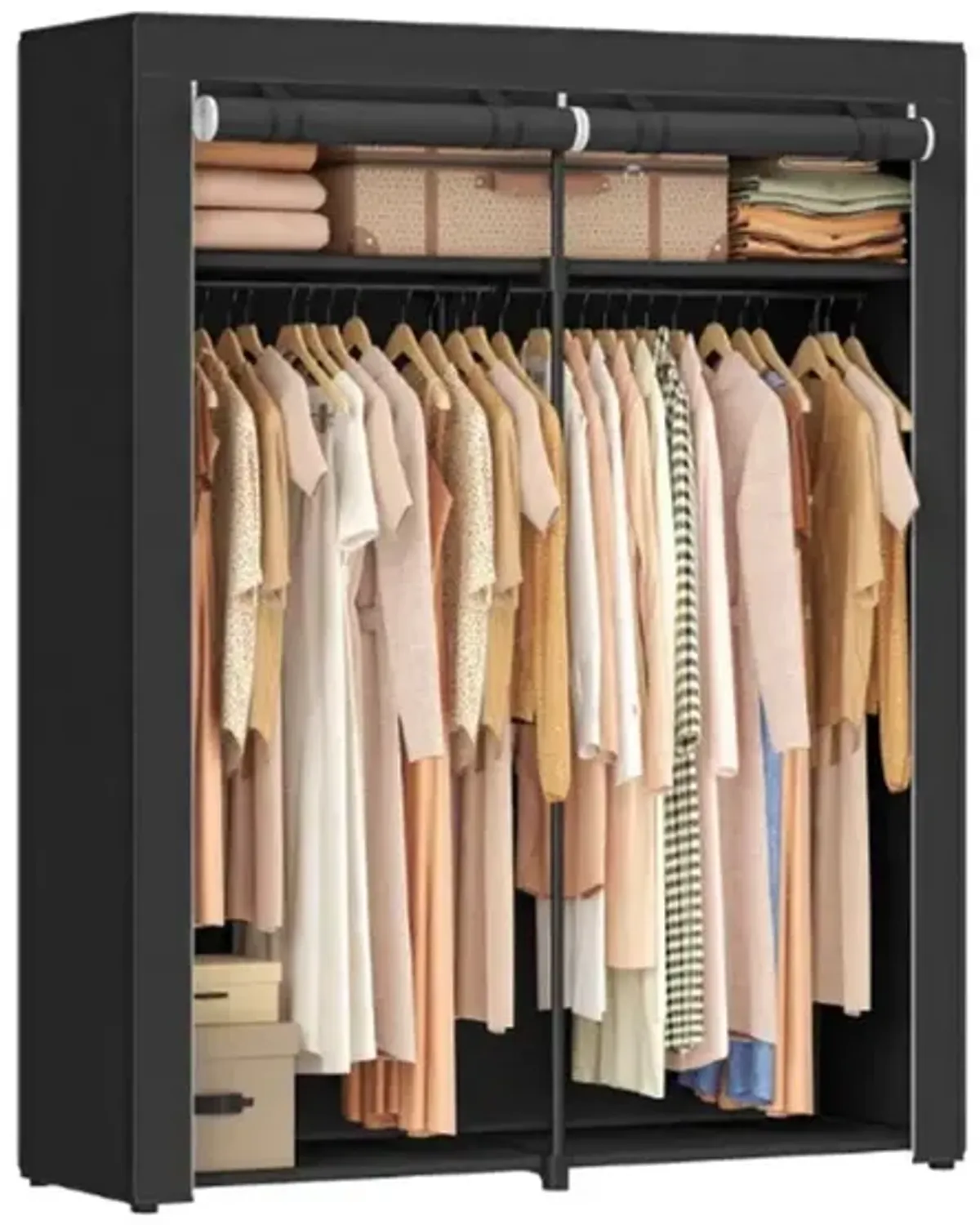 Portable Wardrobe with Hanging Rods for Closet Organization