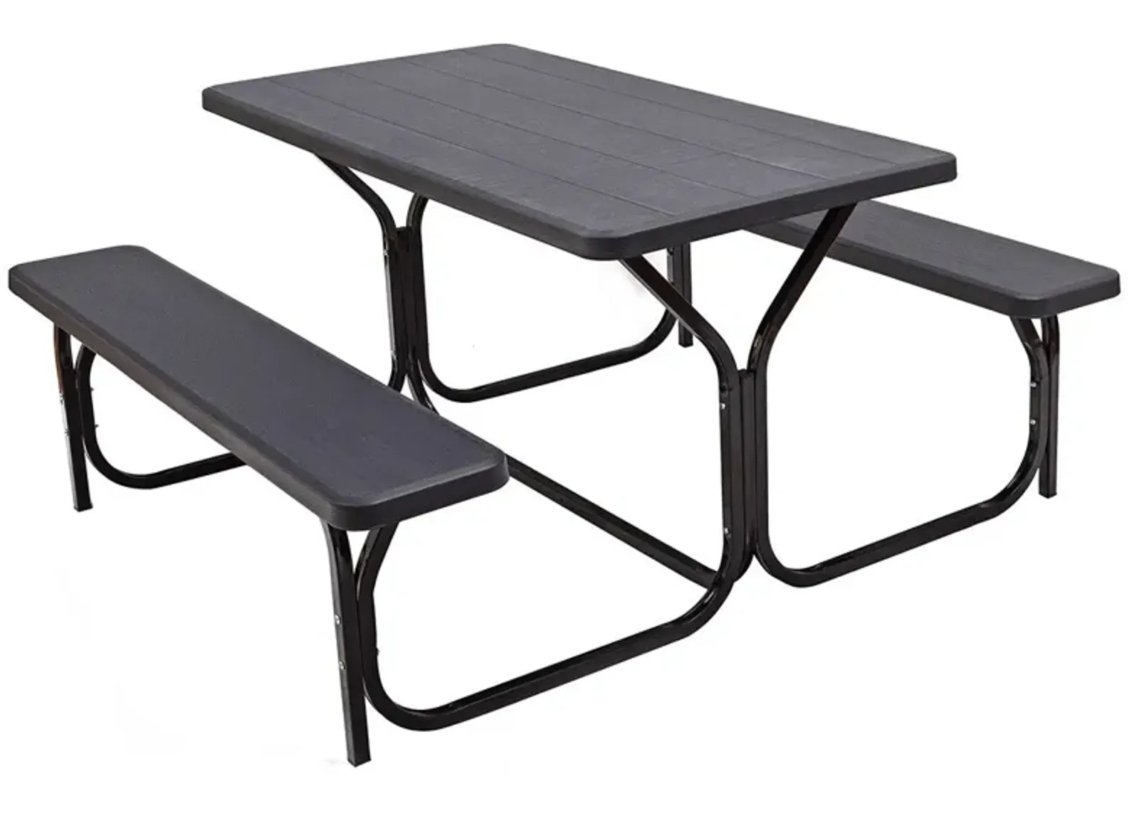 HDPE Outdoor Picnic Table Bench Set with Metal Base