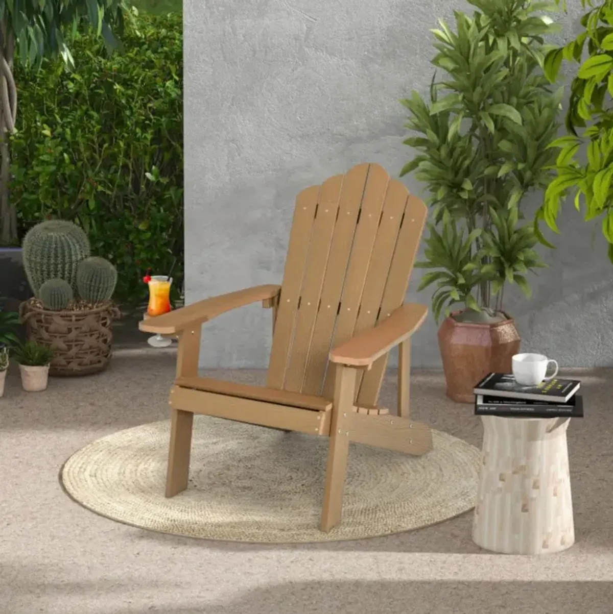 Hivvago Weather Resistant HIPS Outdoor Adirondack Chair with Cup Holder