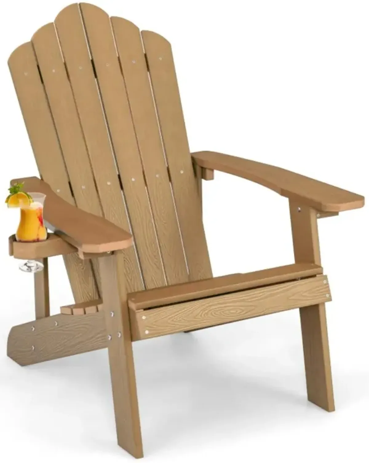 Hivvago Weather Resistant HIPS Outdoor Adirondack Chair with Cup Holder