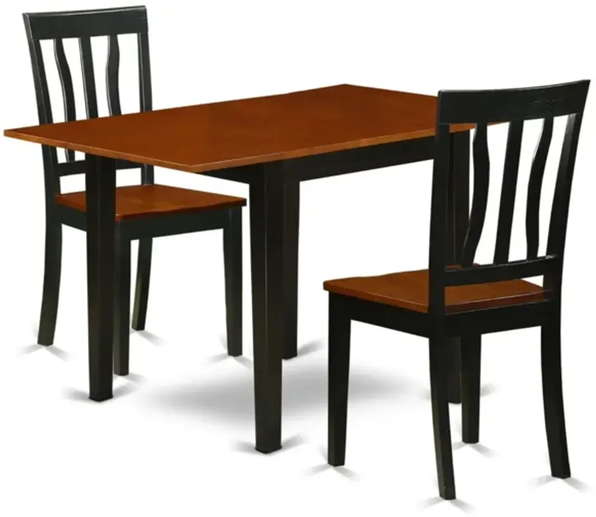 East West Furniture Dining Room Set Black & Cherry, NDAN3-BCH-W