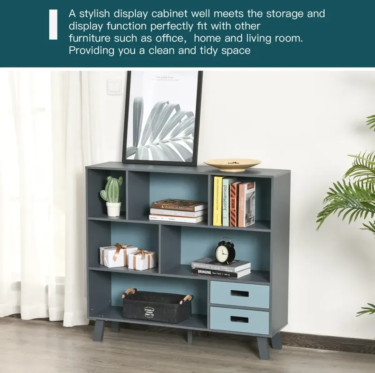 3 Tier Bookcase Chest Open Shelves Cabinet Home Storage Furniture with Drawers