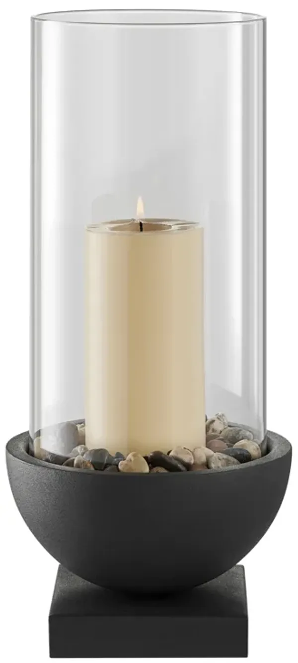 Danya B. Modern Black Metal Bold Pedestal and Glass Votive Candle Holder