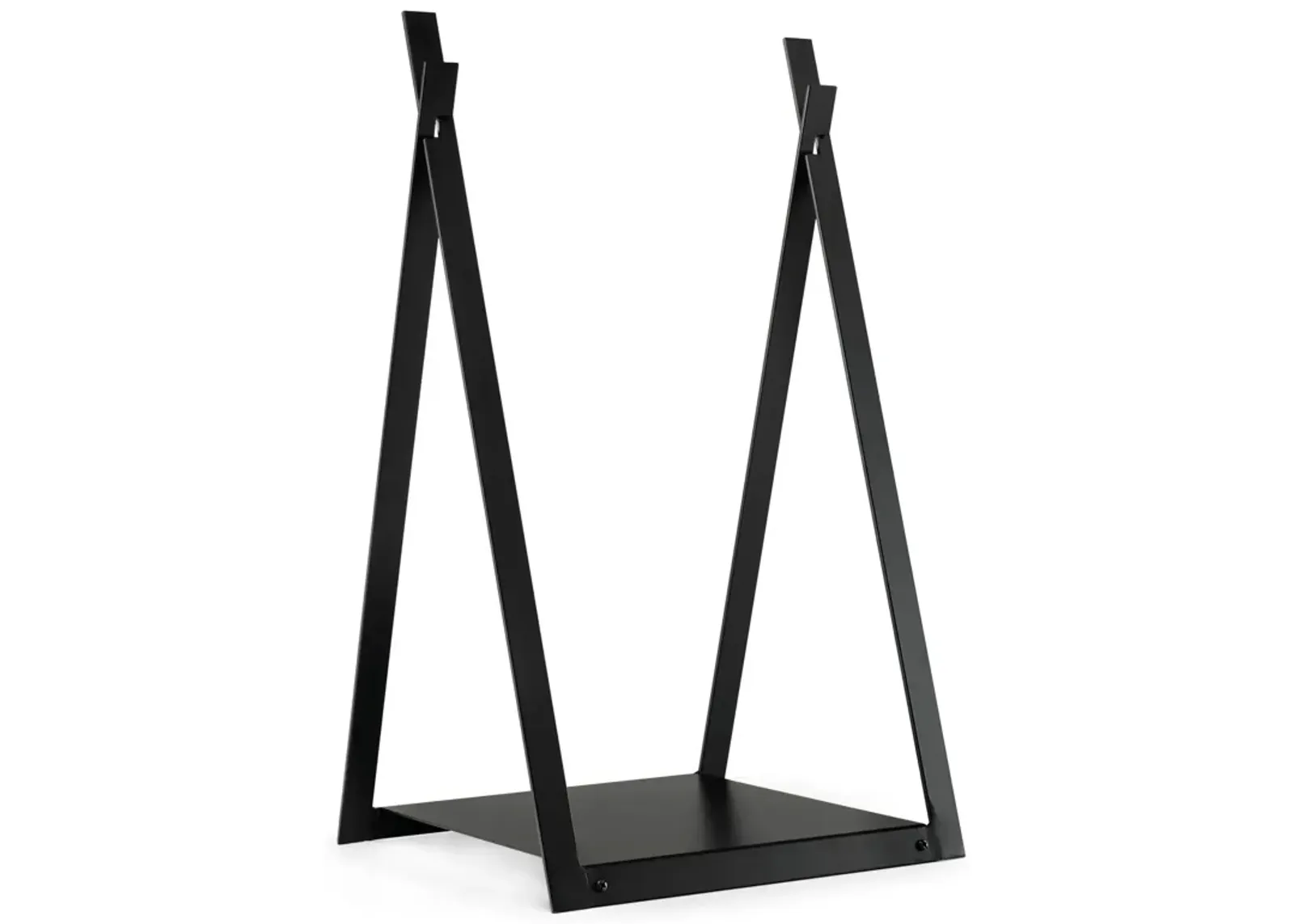 Triangle Firewood Rack with Raised Base for Fireplace Fire Pit-Black