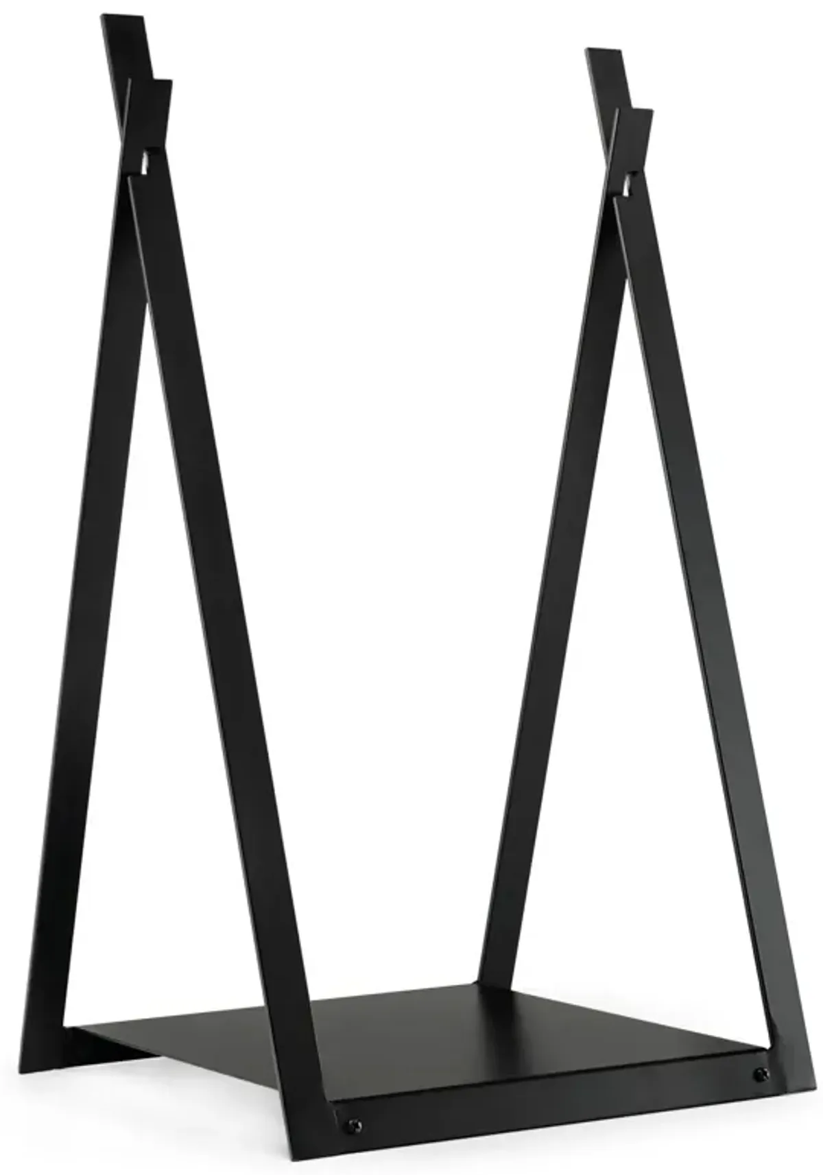 Triangle Firewood Rack with Raised Base for Fireplace Fire Pit-Black