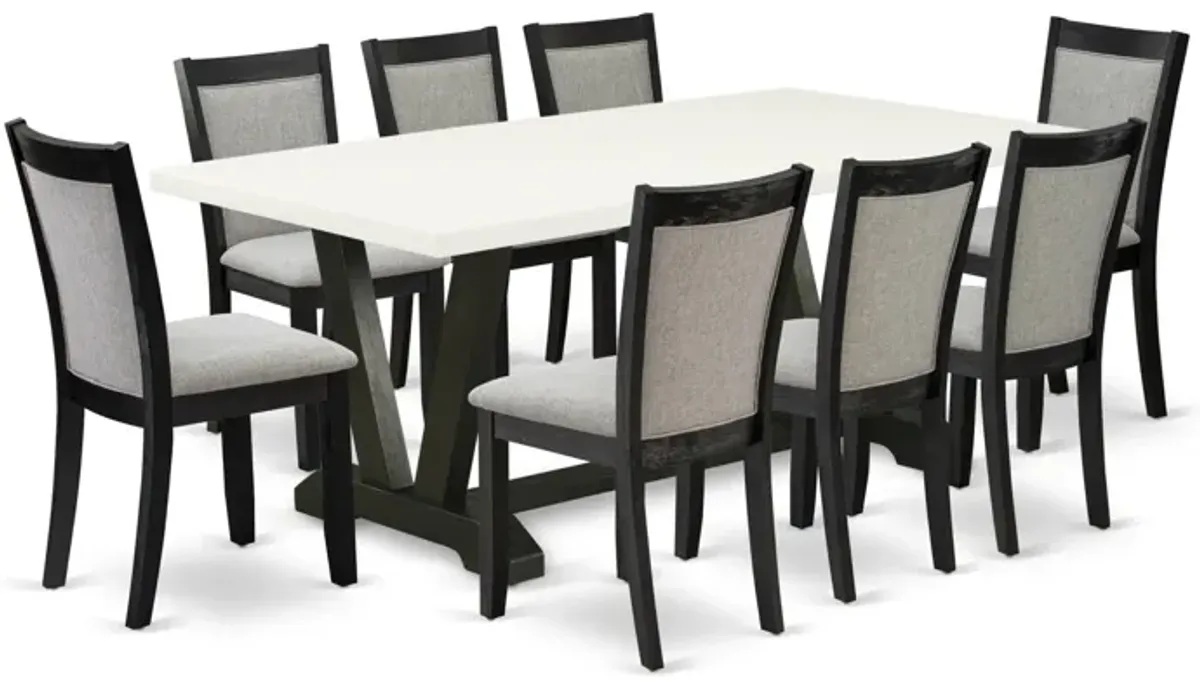 East West Furniture V627MZ606-9 9Pc Dining Room Set - Rectangular Table and 8 Parson Chairs - Multi-Color Color