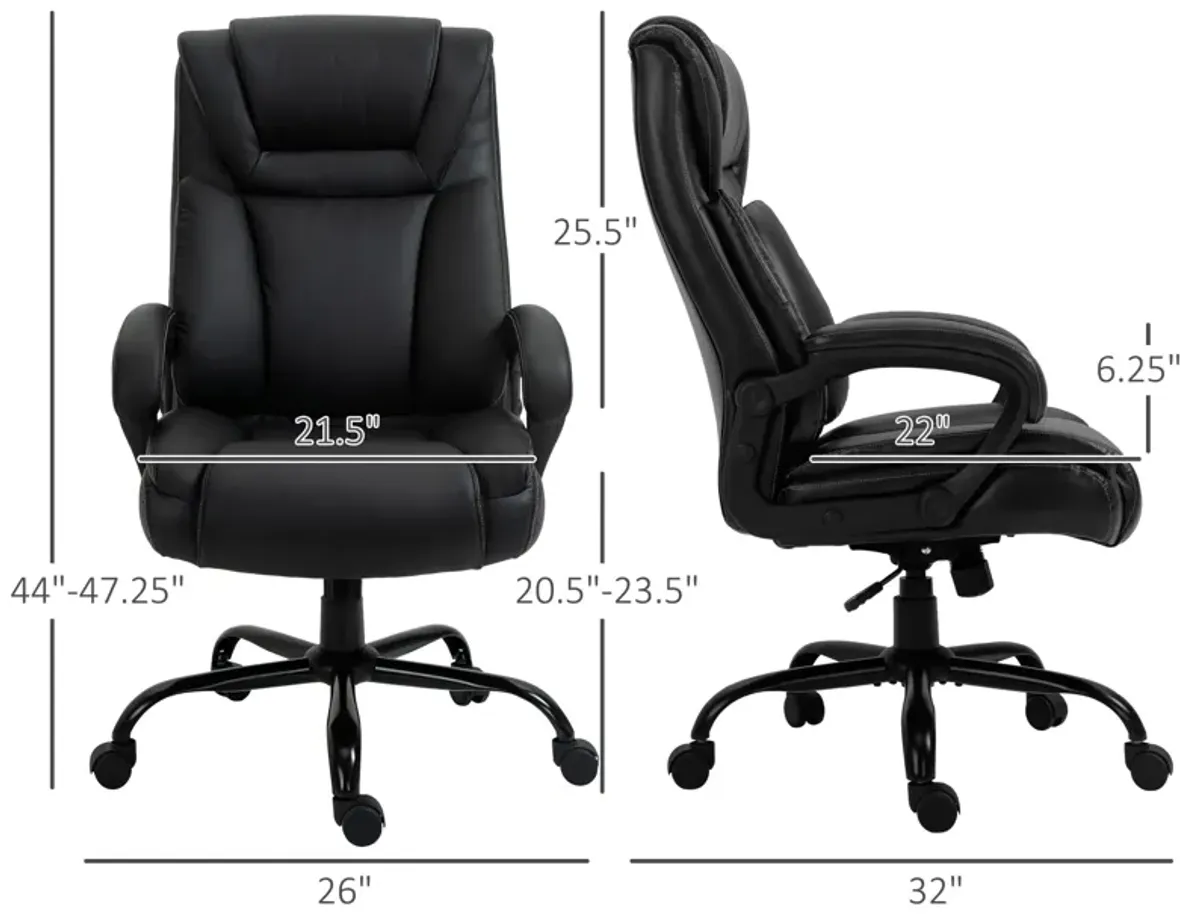 Black Executive Giant: 400lbs Capacity High Back PU Leather Office Chair