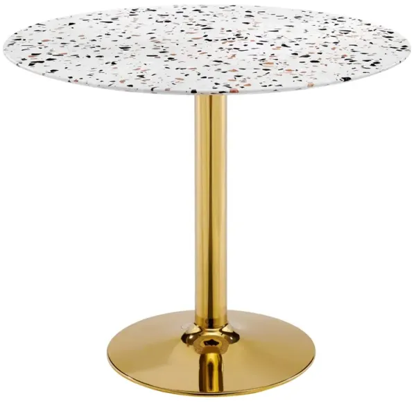 Modway - Verne 36" Round Terrazzo Dining Table Gold White