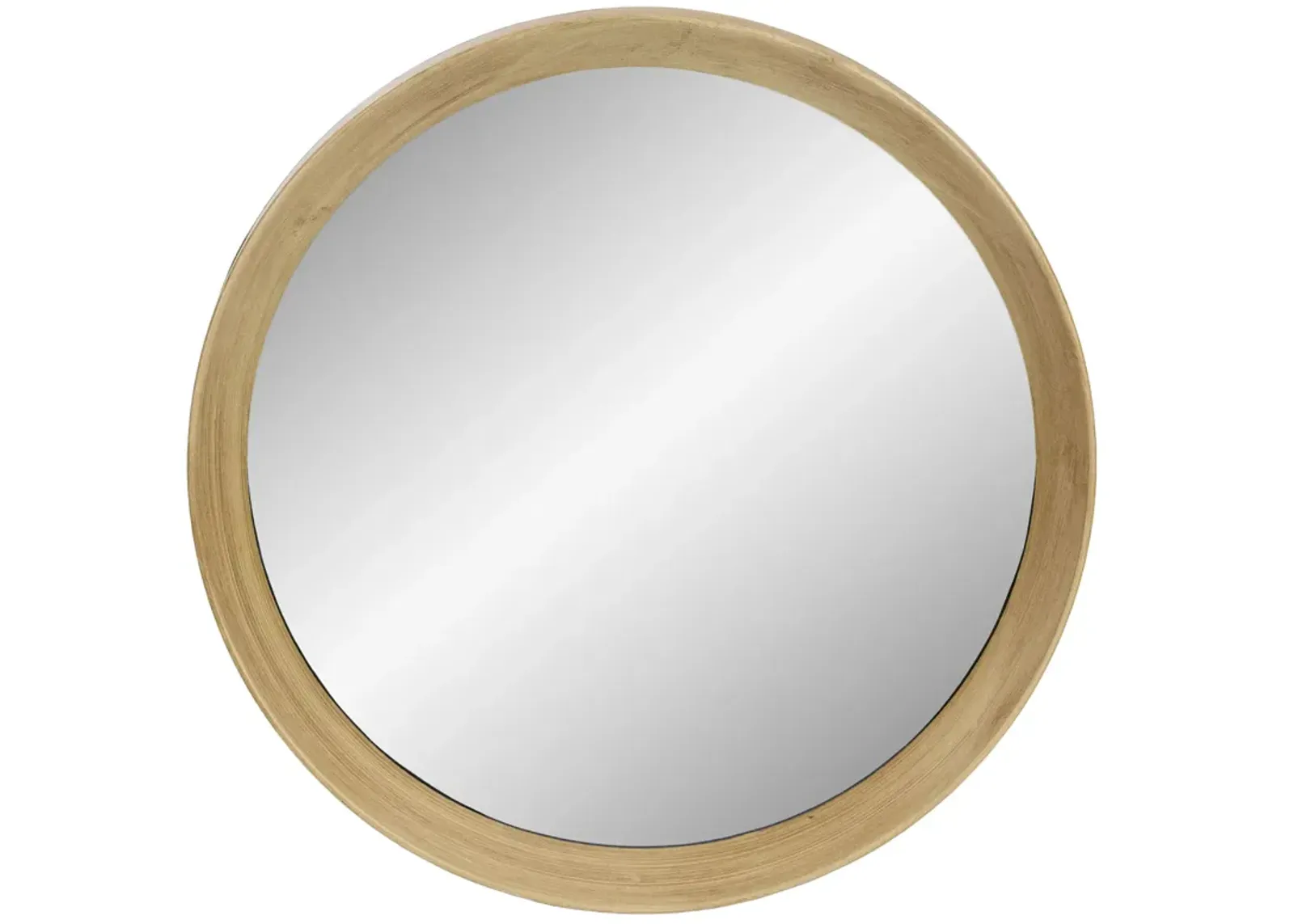 13" Gold Round Modern Wall Mirror with Woodgrain Finish