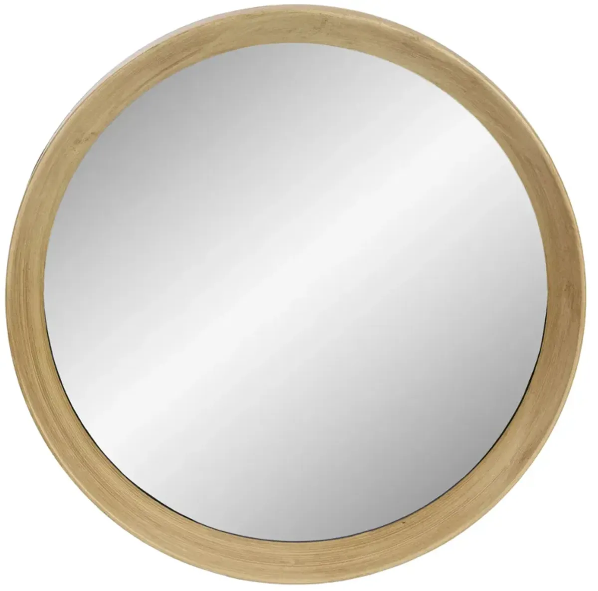 13" Gold Round Modern Wall Mirror with Woodgrain Finish