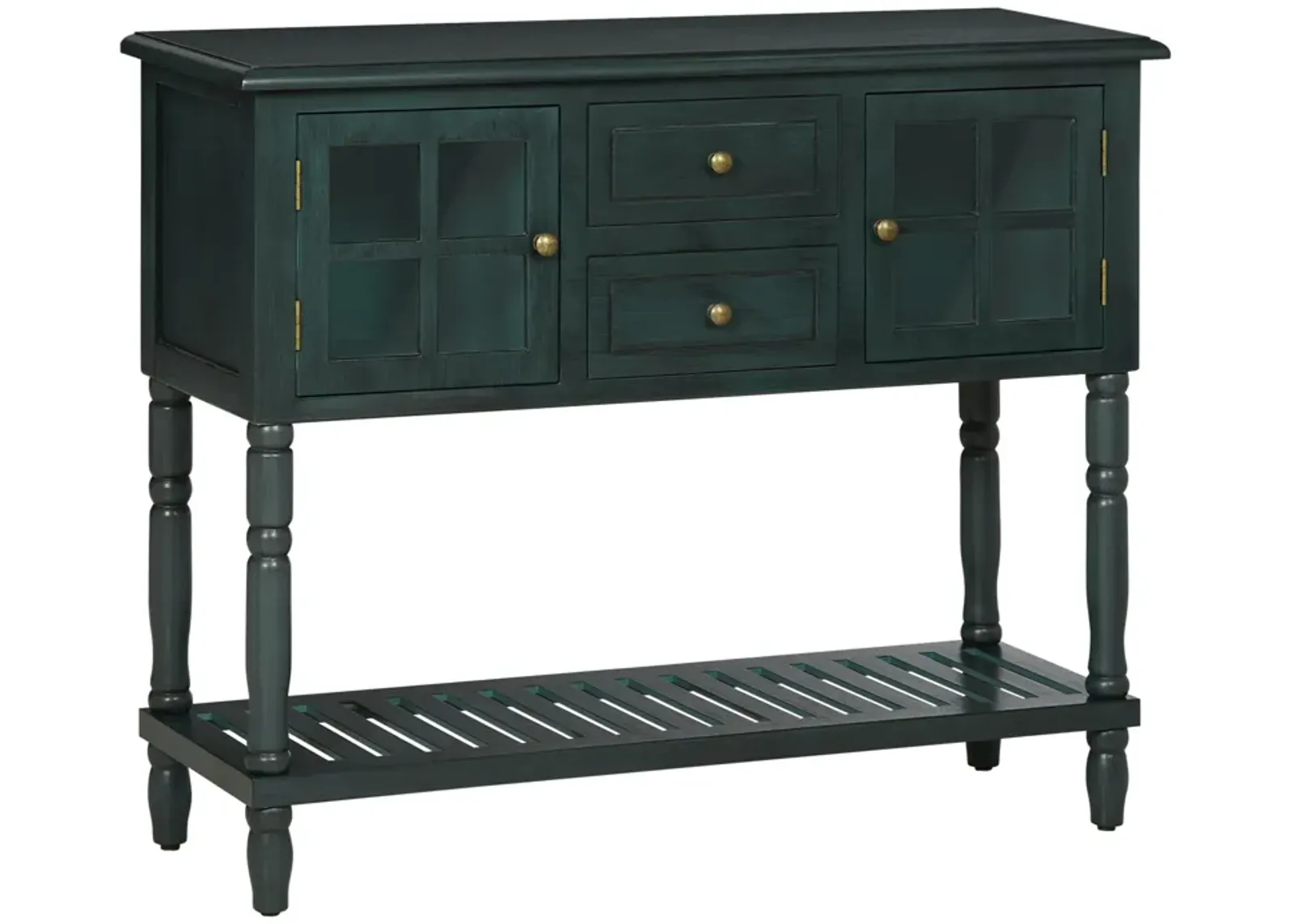 Vintage Blue Entryway: Console Table with Drawers & Cabinets