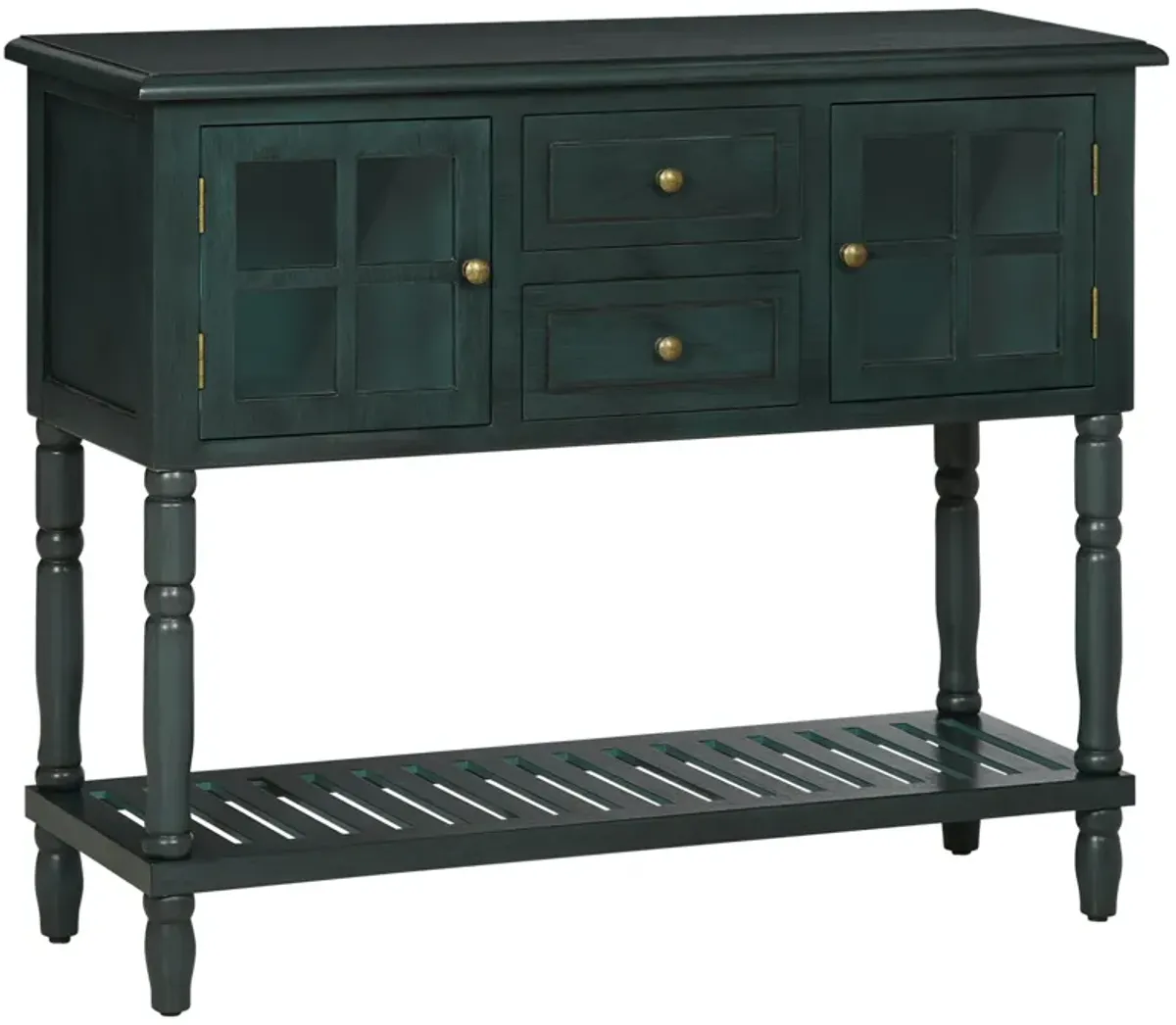 Vintage Blue Entryway: Console Table with Drawers & Cabinets