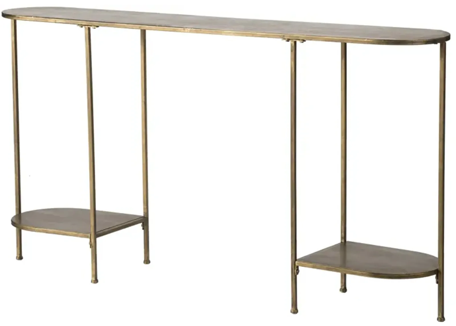 57 Inch Console Table, Oval, Steel Frame, Modern, Bronze Finish-Benzara