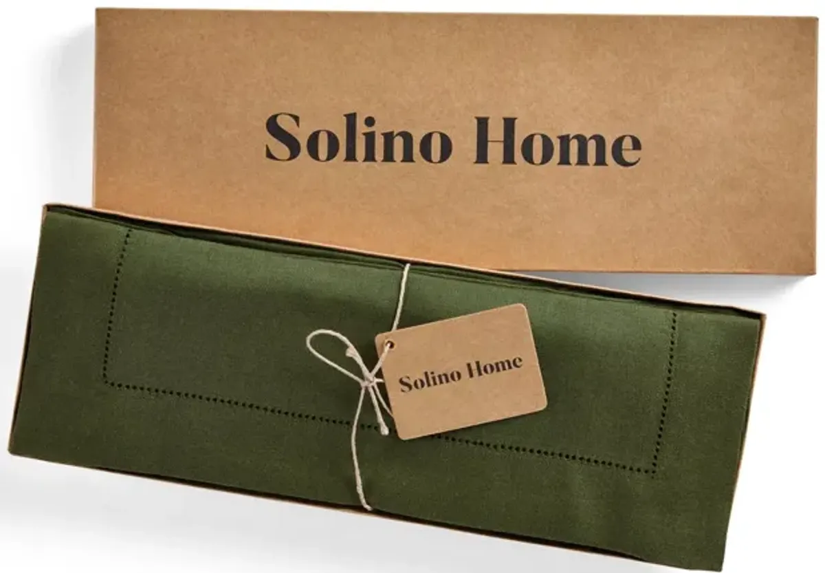 Solino Home 100% Pure Linen 14 x 19 Inch Placemats Set of 4 | Classic Hemstitch